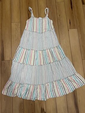 new directions White Multi-Color Striped Tiered Sundress - 100% Rayon